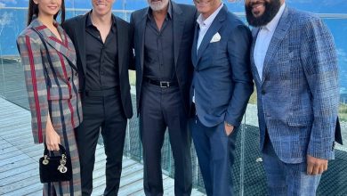 Фото - Компания какая: Нина Добрев с парнем, Пол Уэсли и Джордж Клуни на презентации часов в Альпах