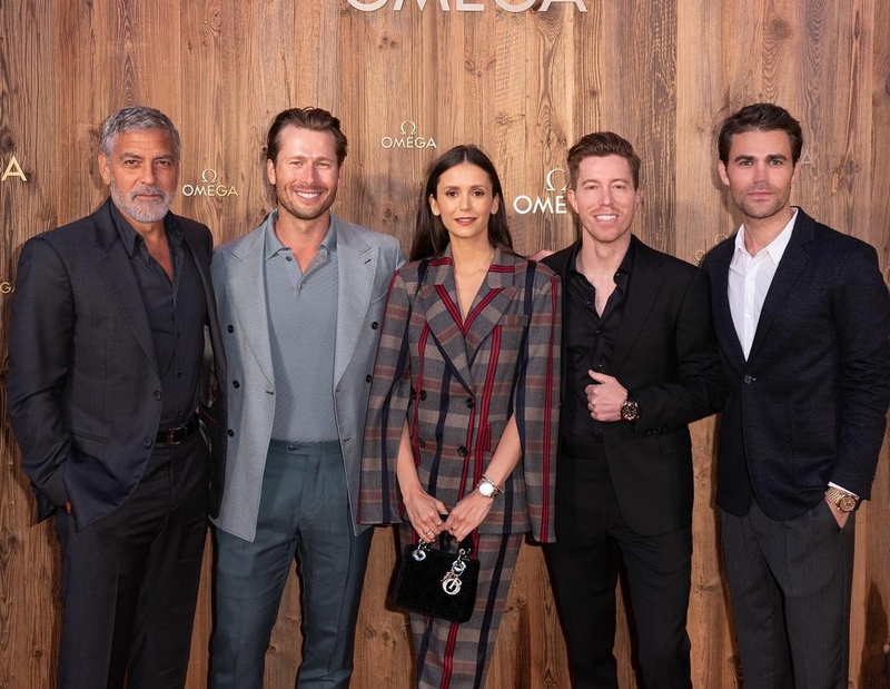 Компания какая: Нина Добрев с парнем, Пол Уэсли и Джордж Клуни на презентации часов в Альпах